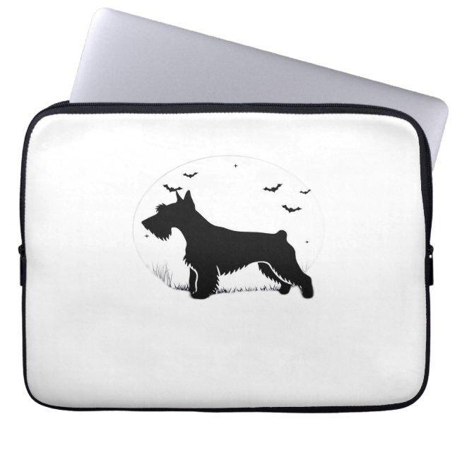 Cesky Terrier Dog – Halloween Moon Silhouette Clas Laptop Sleeve (Front)