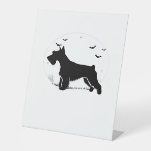 Cesky Terrier Dog – Halloween Moon Silhouette Clas Pedestal Sign