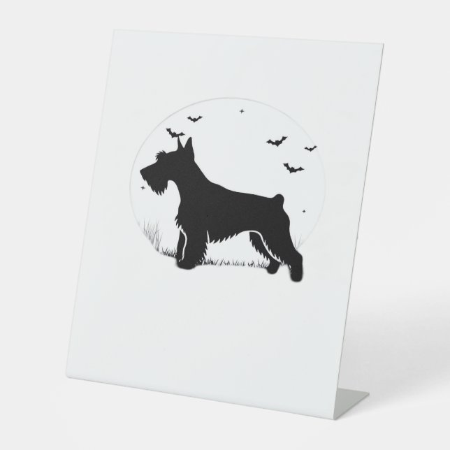 Cesky Terrier Dog – Halloween Moon Silhouette Clas Pedestal Sign (Front)