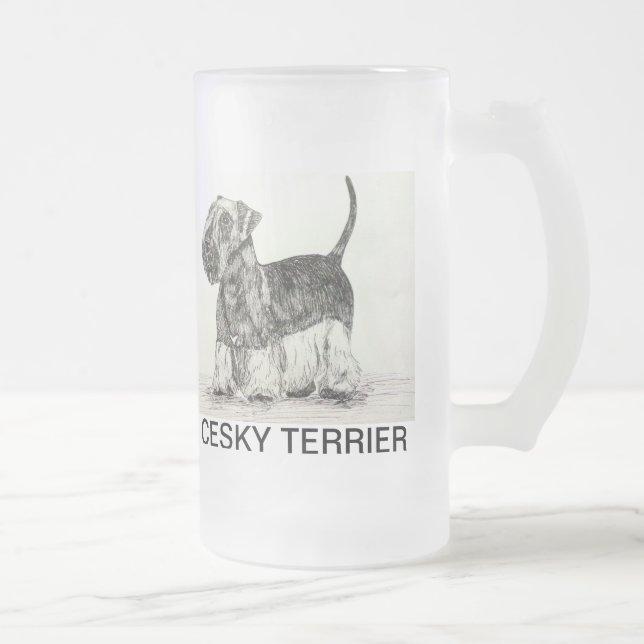 Cesky Terrier Frosted Glass Beer Mug (Right)