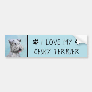 Cesky Terrier Painting - Cute Original Dog Art Bumper Sticker