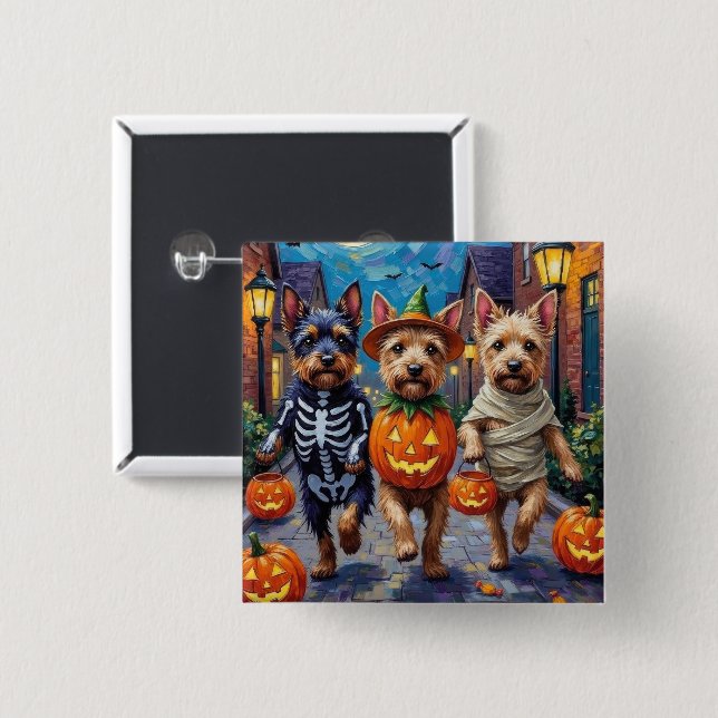 Cesky Terrier Trick-or-Treating Halloween Costume  15 Cm Square Badge (Front & Back)