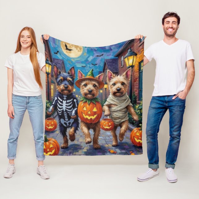 Cesky Terrier Trick-or-Treating Halloween Costume  Fleece Blanket (In Situ)