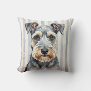Cesky Terrier Watercolor Pinstripe Art Cushion