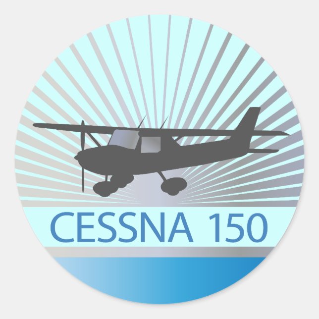 Cessna 150 Aeroplane Classic Round Sticker (Front)