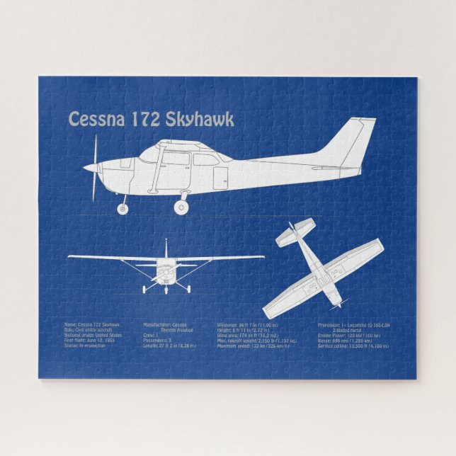 Cessna 172 Skyhawk - Aeroplane Blueprint Plans  AB Jigsaw Puzzle (Horizontal)