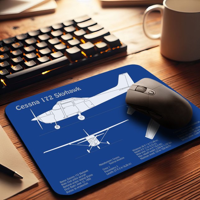 Cessna 172 Skyhawk - Aeroplane Blueprint Plans  AB Mouse Mat (Creator Uploaded)