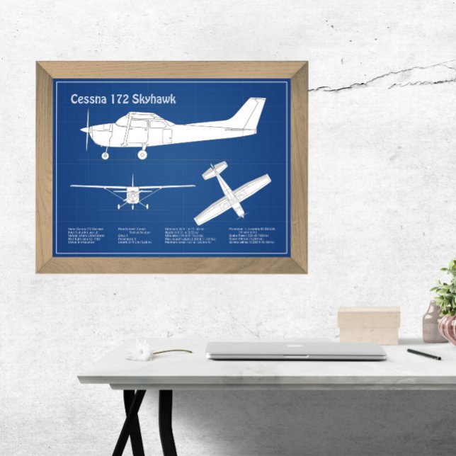 Cessna 172 Skyhawk - Aeroplane Blueprint Plans  AB Photo Print (Creator Uploaded)