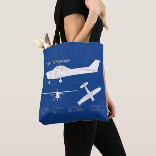 Cessna 172 Skyhawk - Aeroplane Blueprint Plans AB Tote Bag