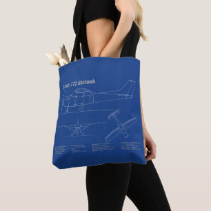 Cessna 172 Skyhawk - Aeroplane Blueprint Plans AD Tote Bag
