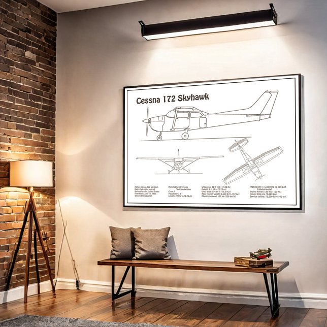 Cessna 172 Skyhawk - Aeroplane Blueprint Plans BD Poster (Creator Uploaded)