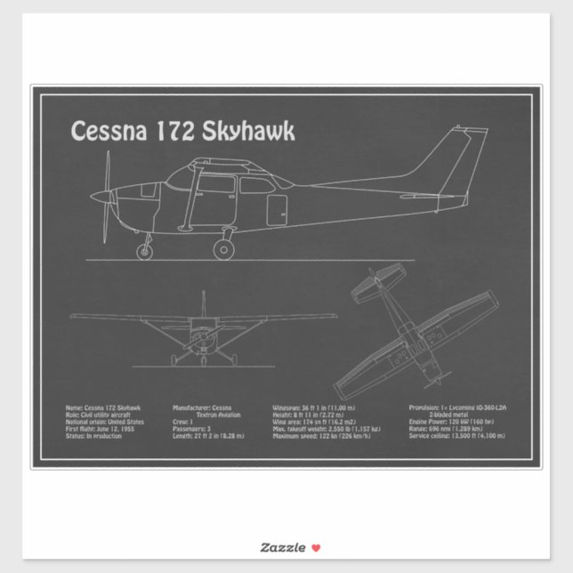 Cessna 172 Skyhawk - Aeroplane Blueprint Plans PD (Sheet)