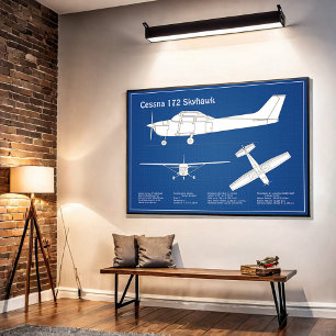 Cessna 172 Skyhawk - Airplane Blueprint Plans  ABD Poster