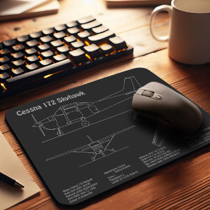 Cessna 172 Skyhawk - Airplane Blueprint Plans PD Mouse Mat