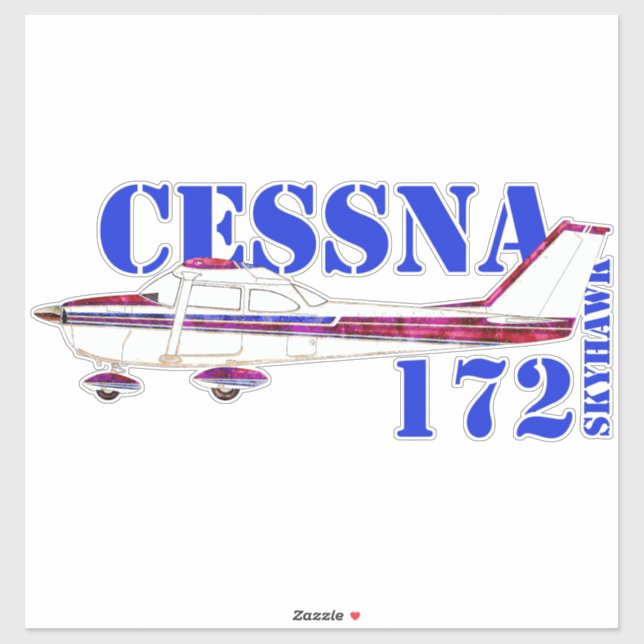 Cessna 172 Skyhawk Illustration Bold Text Design (Sheet)