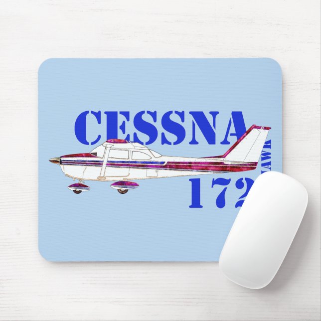 Cessna 172 Skyhawk Illustration Bold Text Design Mouse Mat (With Mouse)