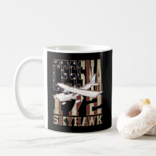 Cessna 172 Skyhawk with Vintage United States Flag Coffee Mug