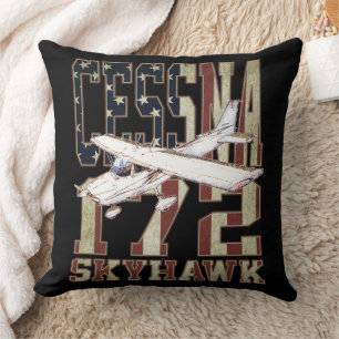 Cessna 172 Skyhawk with Vintage United States Flag Cushion