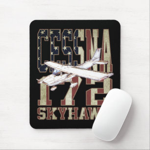 Cessna 172 Skyhawk with Vintage United States Flag Mouse Mat