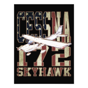 Cessna 172 Skyhawk with Vintage United States Flag Photo Print