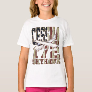 Cessna 172 Skyhawk with Vintage United States Flag T-Shirt