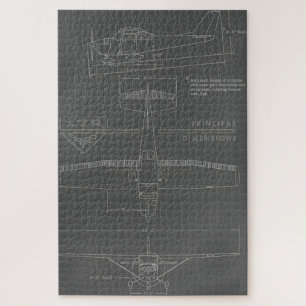 Cessna 172G Skyhawk – 3-View Line Drawing Jigsaw Puzzle