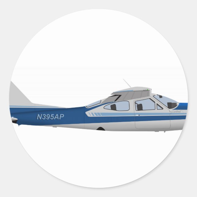 Cessna 177RG Cardinal 395395 Classic Round Sticker (Front)