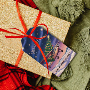Cessna Aeroplane carries Christmas Tree Photo Funn Gift Tags