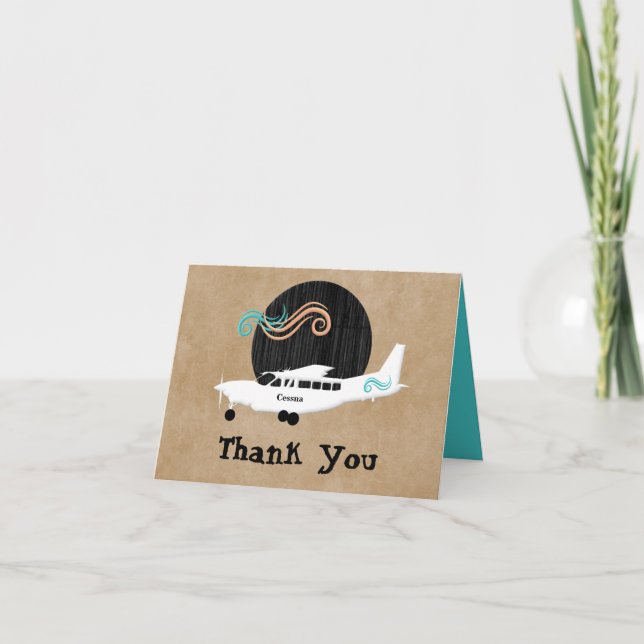 Cessna Aeroplane Thank You Card (Front)