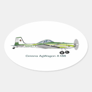 Cessna AgWagon A188 Crop Duster Aeroplane Oval Sticker