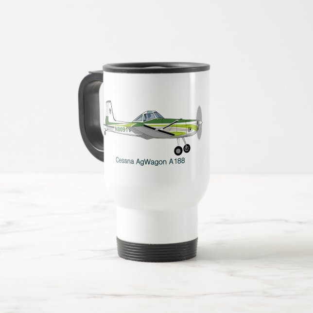 Cessna AgWagon A188 Crop Duster Aeroplane Travel Mug (Front Left)