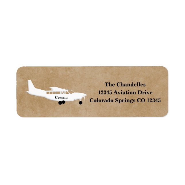Cessna Airplane Artistic Return Address Label (Front)