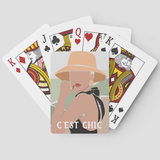 C'est Chic Elegant Summer French Woman in SunHat Playing Cards (Back)