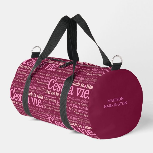 C'est La Vie Custom Name Duffle Bag (Left Corner)