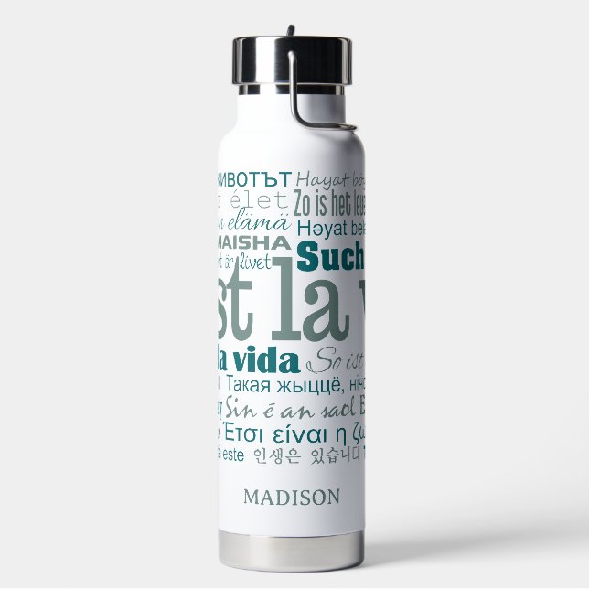 C'est La Vie Custom Name Water Bottle (Left)