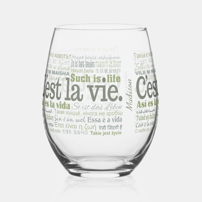 C'est La Vie Stemless Wine Glass (Front)