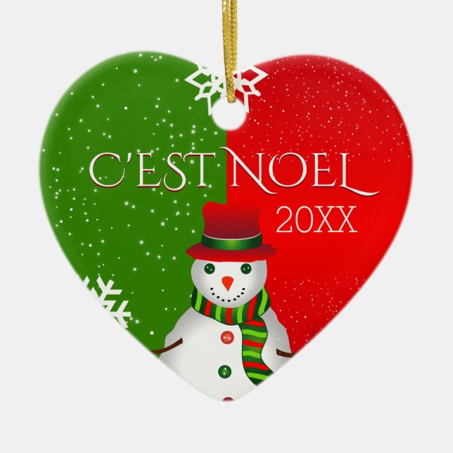 c'est noel snowman ceramic tree decoration (Front)
