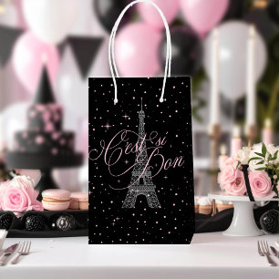 C'est si Bon Parisian Sweet 16 Pink Black ID1162 Medium Gift Bag