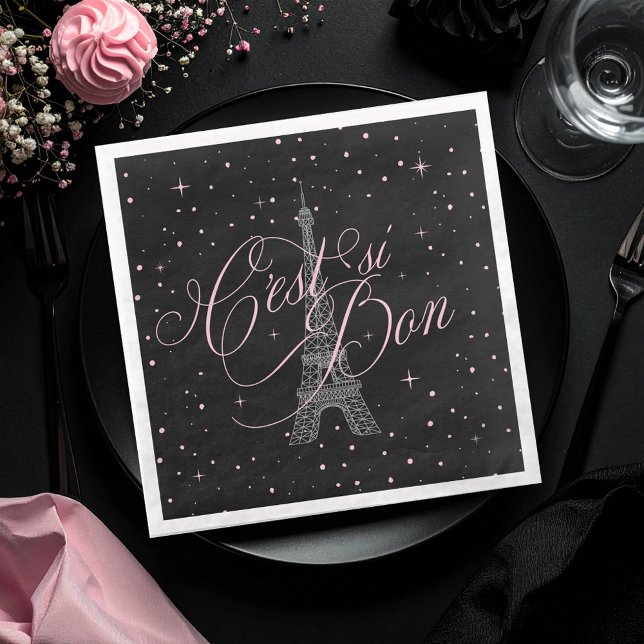 C'est si Bon Parisian Sweet 16 Pink Black ID1162 Napkin (Creator Uploaded)
