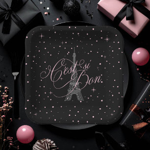 C'est si Bon Parisian Sweet 16 Pink Black ID1162 Paper Plate