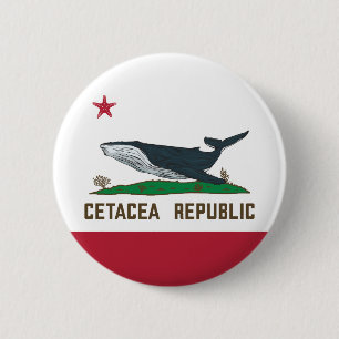 Cetacea Republic Whale Flag Rorqual 6 Cm Round Badge