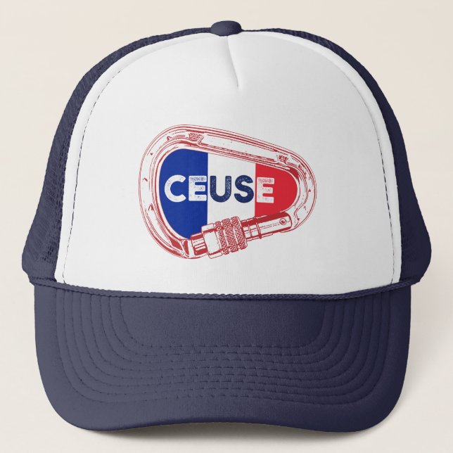 Ceuse France Rock Climbing Carabiner Trucker Hat (Front)