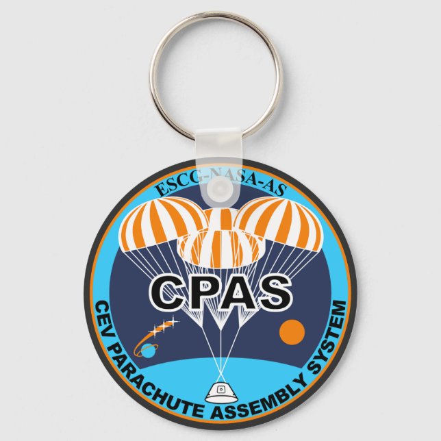 CEV Parachute Assembly System Coaster Button Key Ring (Front)
