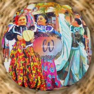 Ceviche Mexican Festival Dancers 2549 Round Cushion