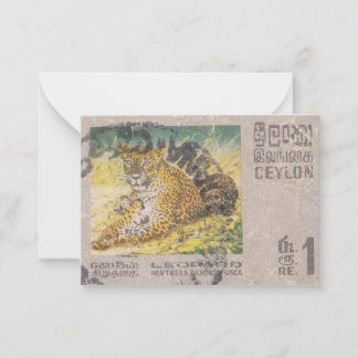 Ceylon postage stamp leopard card