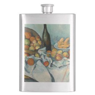 Cezanne Basket Apples Impressionism Art Hip Flask