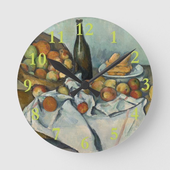 Cezanne Basket Apples Impressionism Art Round Clock (Front)