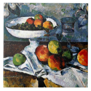Cezanne - Compotier, Glass, Apples Tile