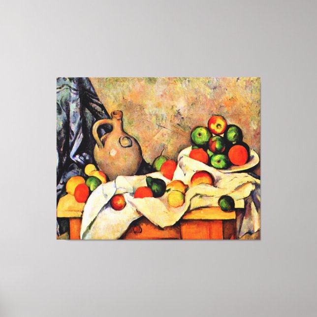 Cezanne - Curtain, Jug and Fruit, Canvas Print (Front)