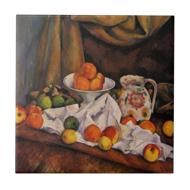 Cezanne: Fruit Bowl, Pitcher and Fruit artwork Tile (Front)